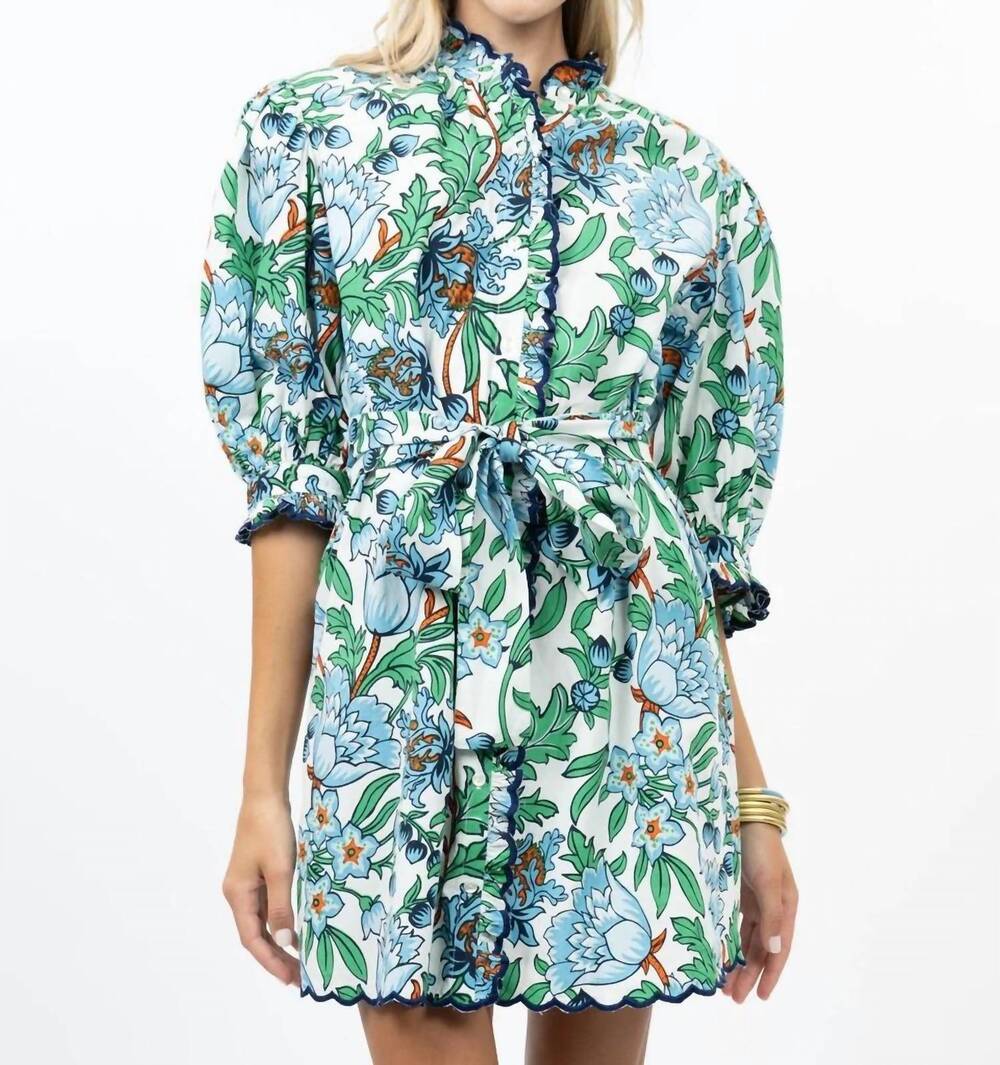NEW UNCLE FRANK scallop front dress in green